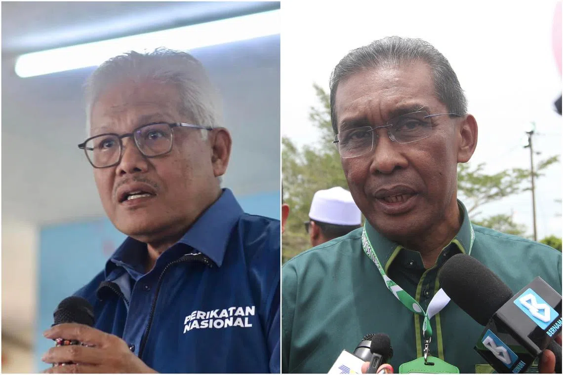 Perikatan Nasional secretary-general Hamzah Zainudin (left) will be the opposition leader and Parti Islam SeMalaysia secretary-general Takiyuddin Hassan will be chief whip.