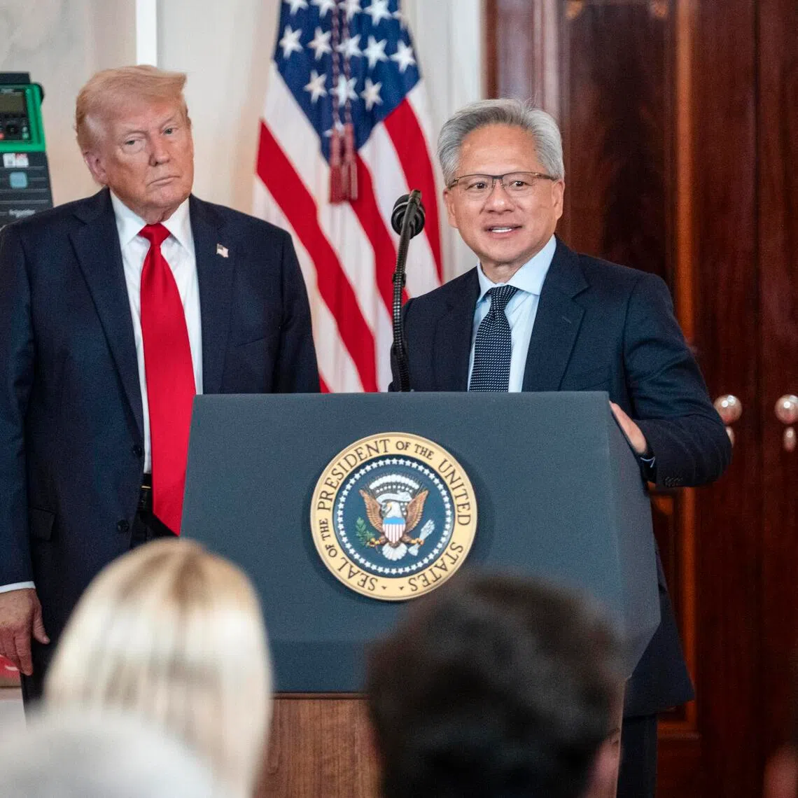 Nvidia chief executive Jensen Huang on Sept 14 took a live phone call from US President Donald Trump during a panel discussion, allowing the American leader to dismiss artificial intelligence dangers as a “hoax”.