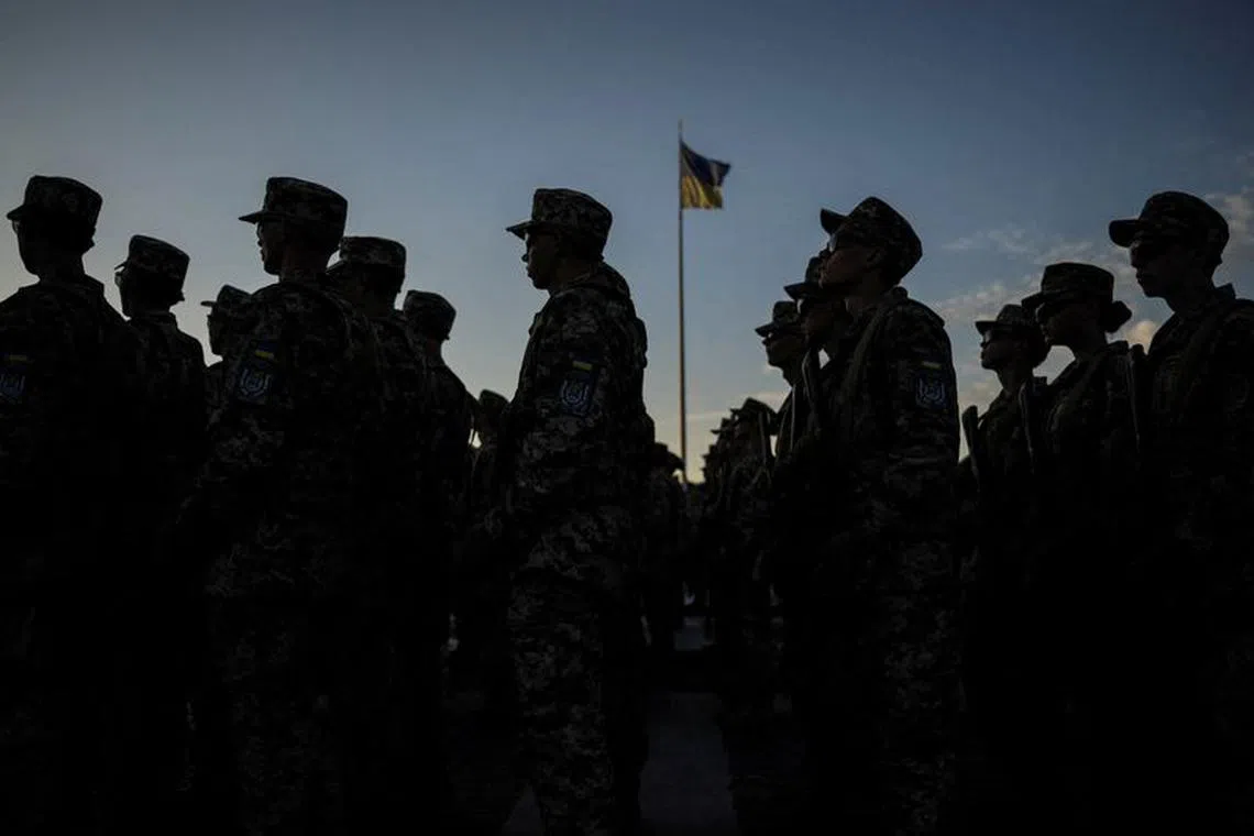 FILE PHOTO: Cadets of Military Institute of Taras Shevchenko National University take part in a swearing-in ceremony at the National Museum of the History of Ukraine in the Second World War, amid Russia's attack on Ukraine, in Kyiv, Ukraine September 8, 2023. REUTERS/Viacheslav Ratynskyi/File Photo