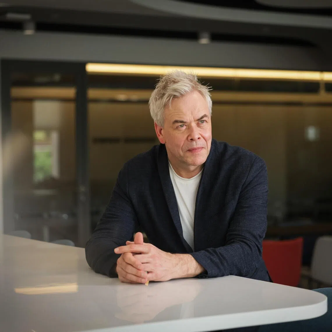 ST20250225_202565000596: Gin Tay/ shsso05/ Shawn Hoo/
Portrait of Singapore Symphony Orchestra's incoming music director -- Finnish conductor Hannu Lintu, 57, who succeeds Hans Graf in July 2026, photographed at SSO office at Esplanade Mall, Feb 25, 2025.