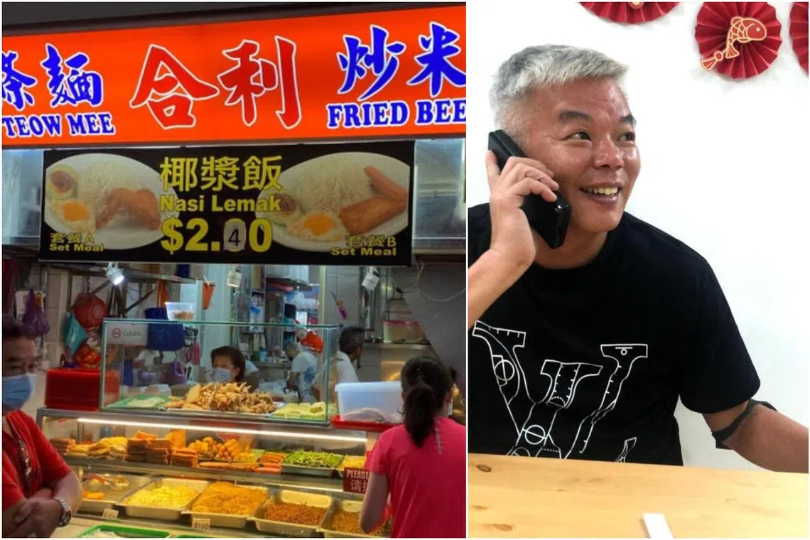 Mr Tan Boon Hai (right) grew his parents’ economy bee hoon business from one hawker stall in Yishun to 90 outlets islandwide.