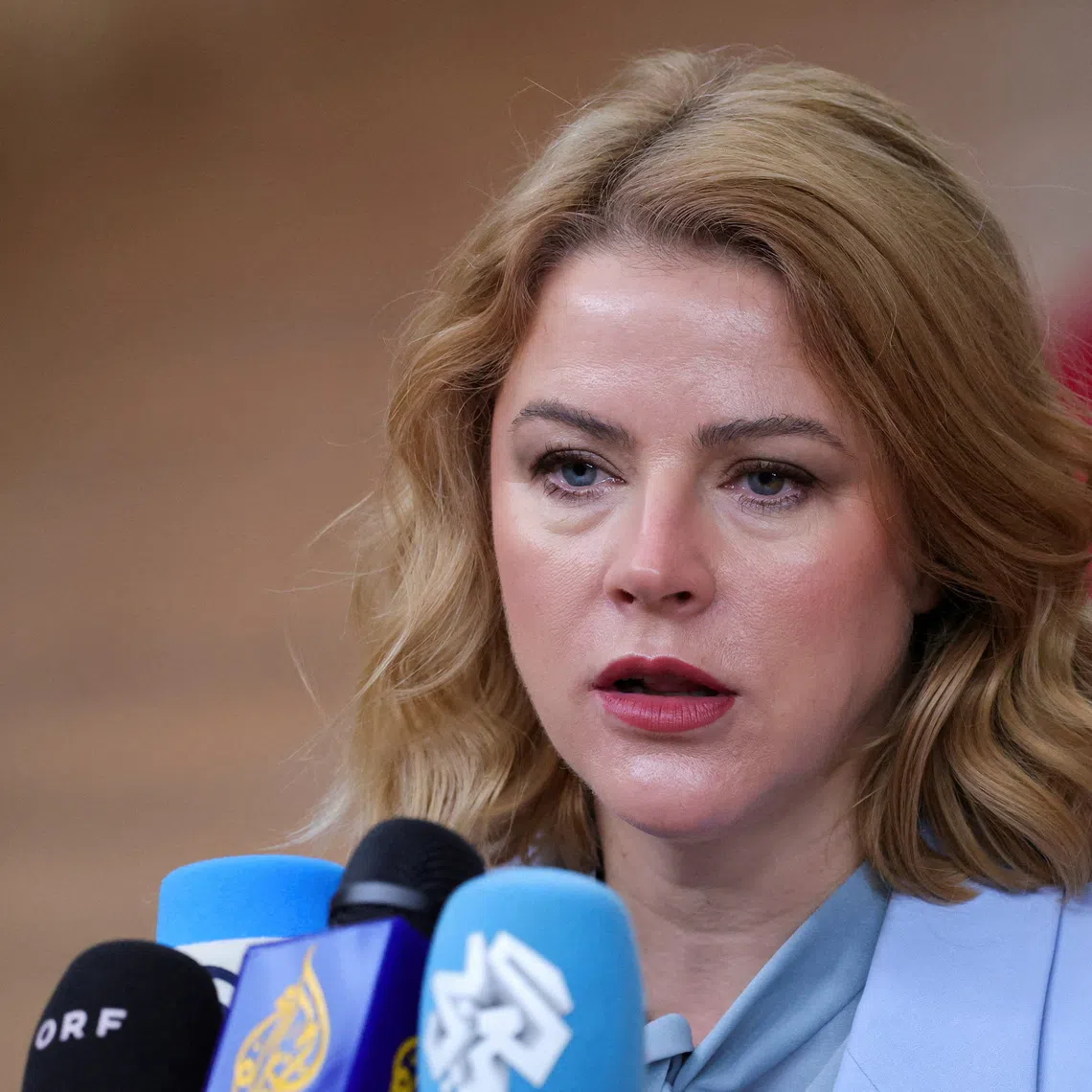 FILE PHOTO: Latvia's prime minister, Evika Silina, attends the Euro Summit in Brussels, Belgium, October 23, 2025. REUTERS/Yves Herman/File Photo