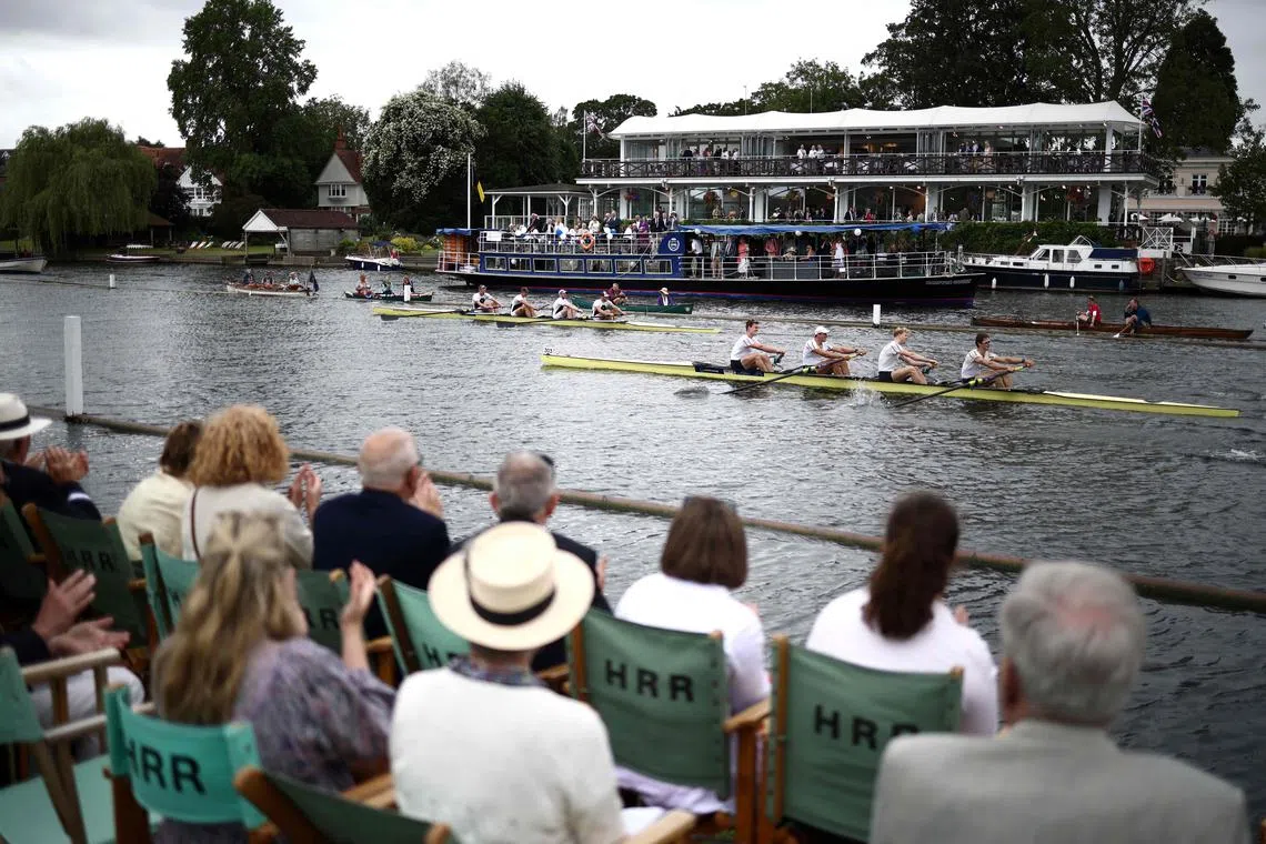 Spectators watch a race on the River Thames at the Henley Royal Regatta in Henley-on-Thames, London. British Rowing is set to ban transgender athletes from competing in women's events.