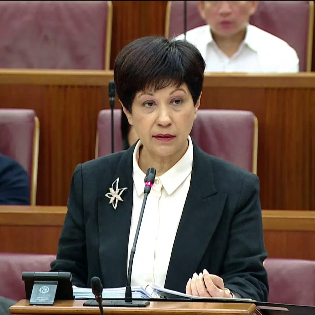Leader of the House Indranee Rajah speaking in Parliament on Jan 14.