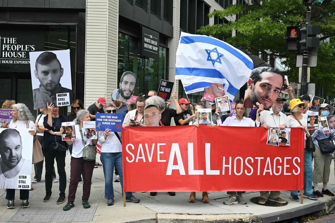 Protesters rallying outside the White House as Israeli Prime Minister Benjamin Netanyahu visited US President Donald Trump on Sept 29.