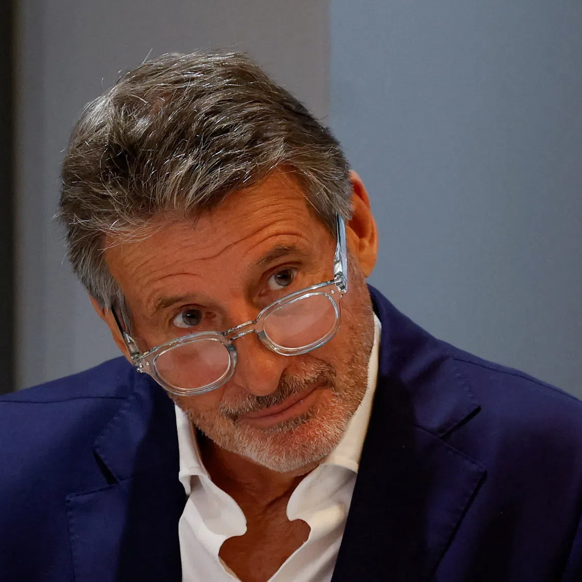 World Athletics president Sebastian Coe attends a press conference during his visit after Nairobi won the bid to host the 2029 World Athletics Championships, in Nairobi, Kenya, October 14, 2026. REUTERS/Monicah Mwangi