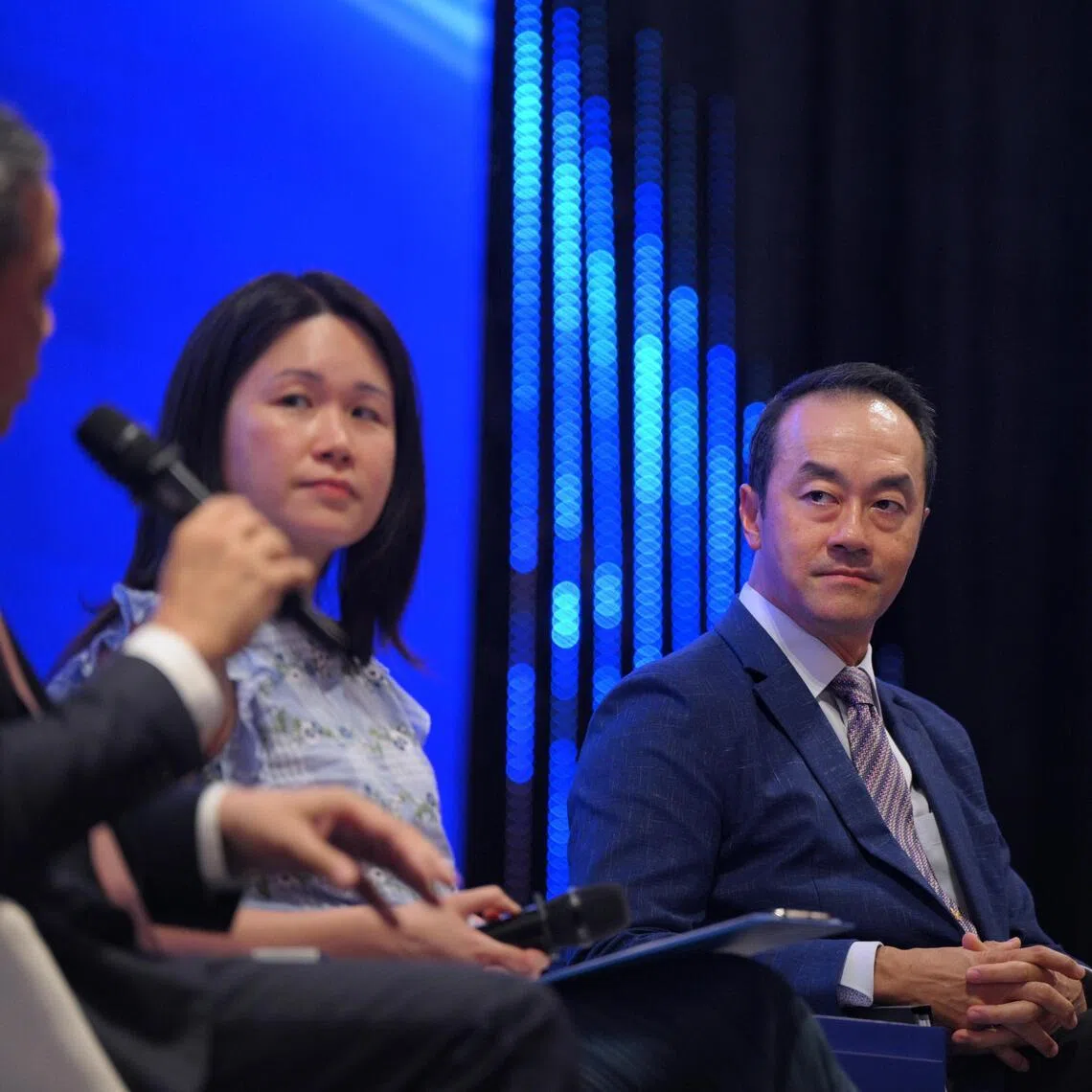 From left, Loke Wai San, Non-Executive Chairman
AEM Holdings and Board Chair Temasek Polytechnic, Adeline Sim, Chief Commercial Officer, HRnetGroup, Dr Koh Poh Koon, Senior Minister of State for Health and Manpower, and Simon Cheong, Chief Human Resource Officer, Pacific International Lines (PIL) pictured during a panel discussion on Human Capital?at day 2 of the?SBF Future Economy Conference held at the Sands Expo and Convention Centre on May 14, 2026.