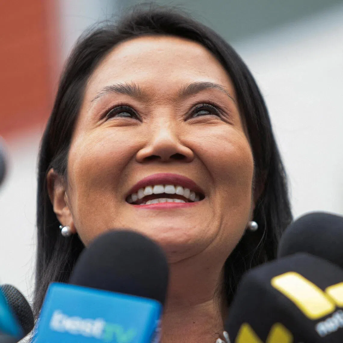Peru's presidential candidate Keiko Fujimori holds a press conference at her party's headquarters in Lima, Peru, on June 19.