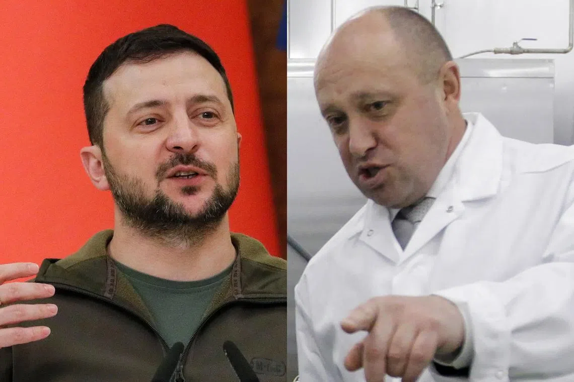 Ukrainian President Volodymyr Zelensky (left) should not be underestimated, says Wagner military group founder Yevgeny Prigozhin (right).