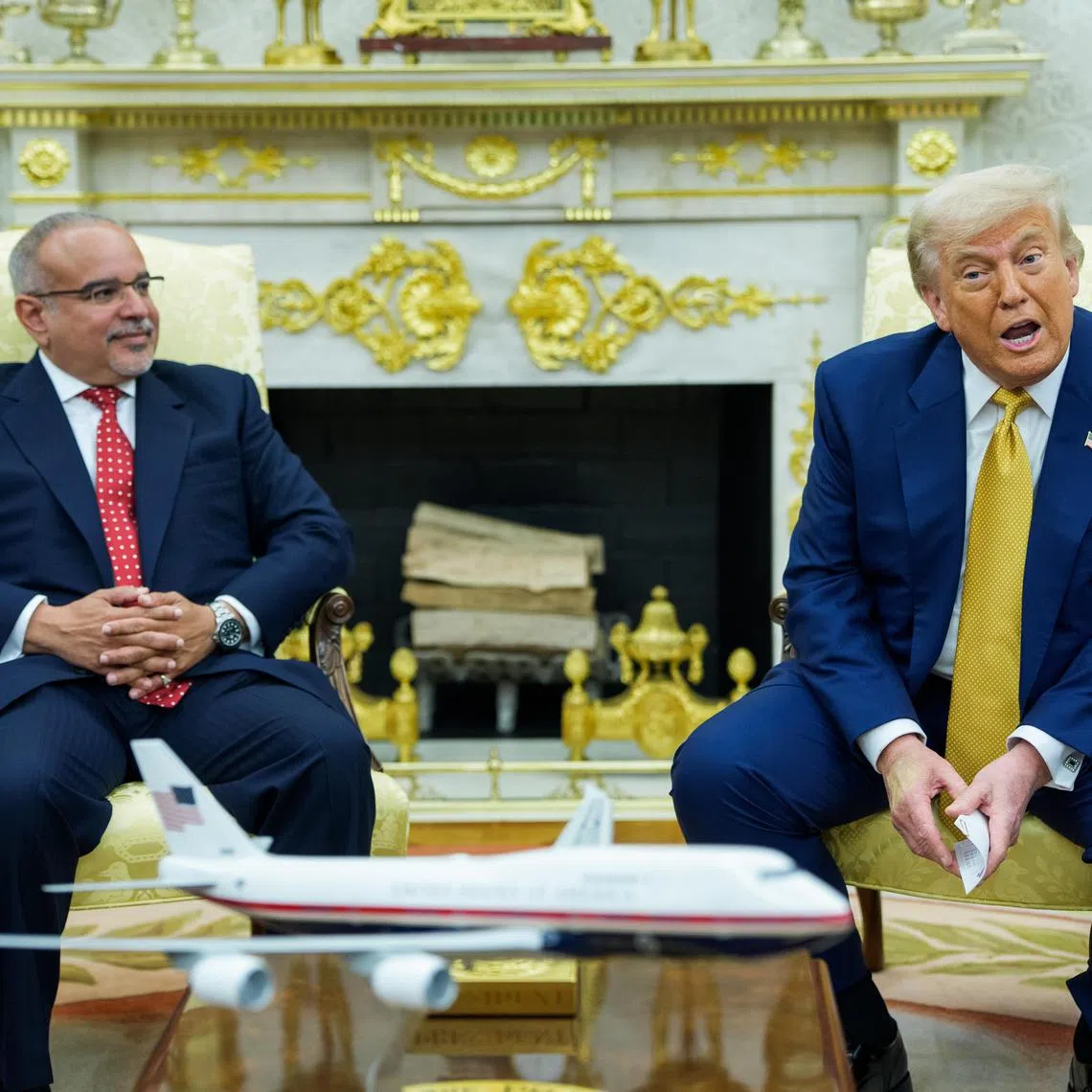 Bahrain's Crown Prince Salman bin Hamad Al Khalifa (left) meeting US President Donald Trump in the Oval Office of the White House on July 16.