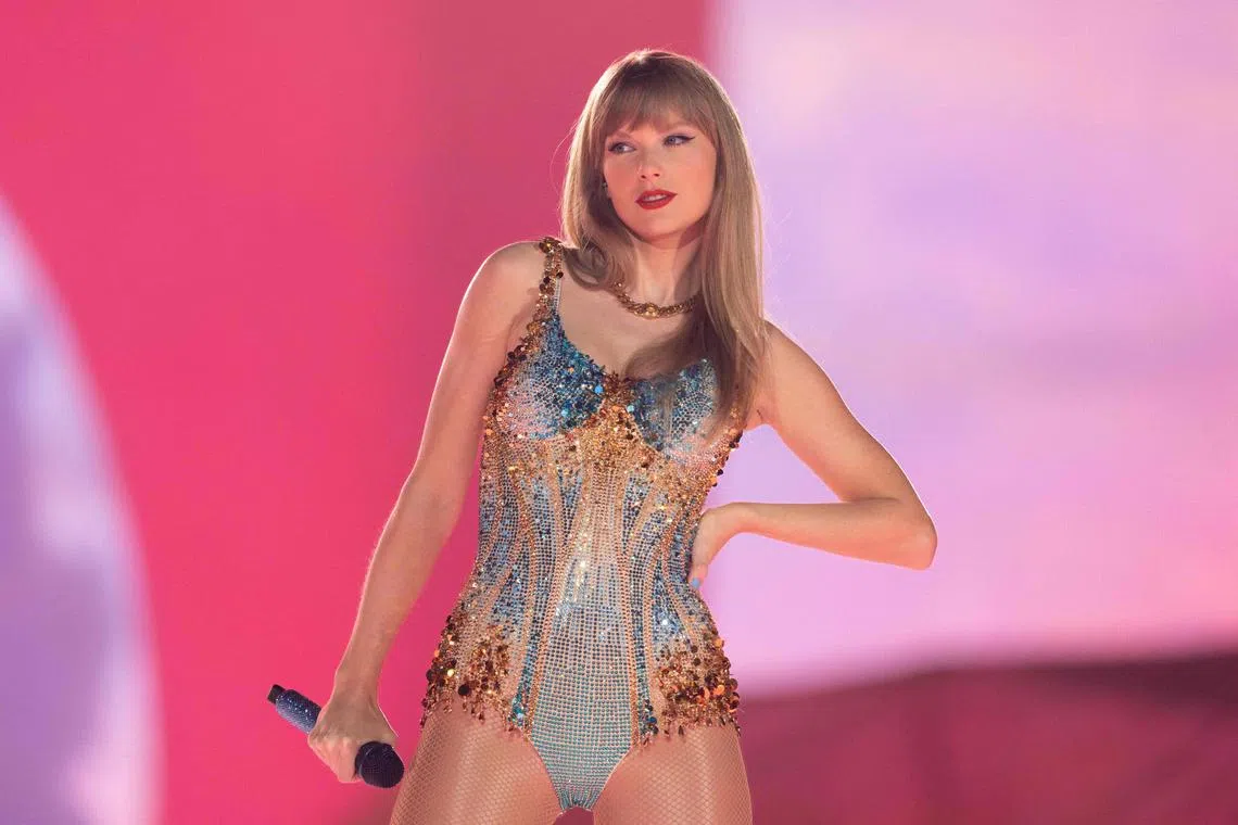 US singer-songwriter Taylor Swift performs onstage on the first night of her "Eras Tour" at AT&T Stadium in Arlington, Texas, on March 31, 2023. (Photo by SUZANNE CORDEIRO / AFP)