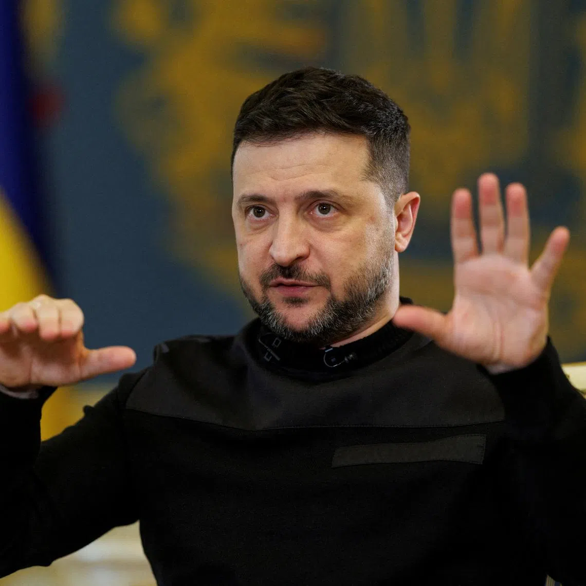FILE PHOTO: Ukraine's President Volodymyr Zelenskiy speaks during an interview with Reuters, amid Russia's attack on Ukraine, in Kyiv, Ukraine March 25, 2026. REUTERS/Valentyn Ogirenko/File Photo