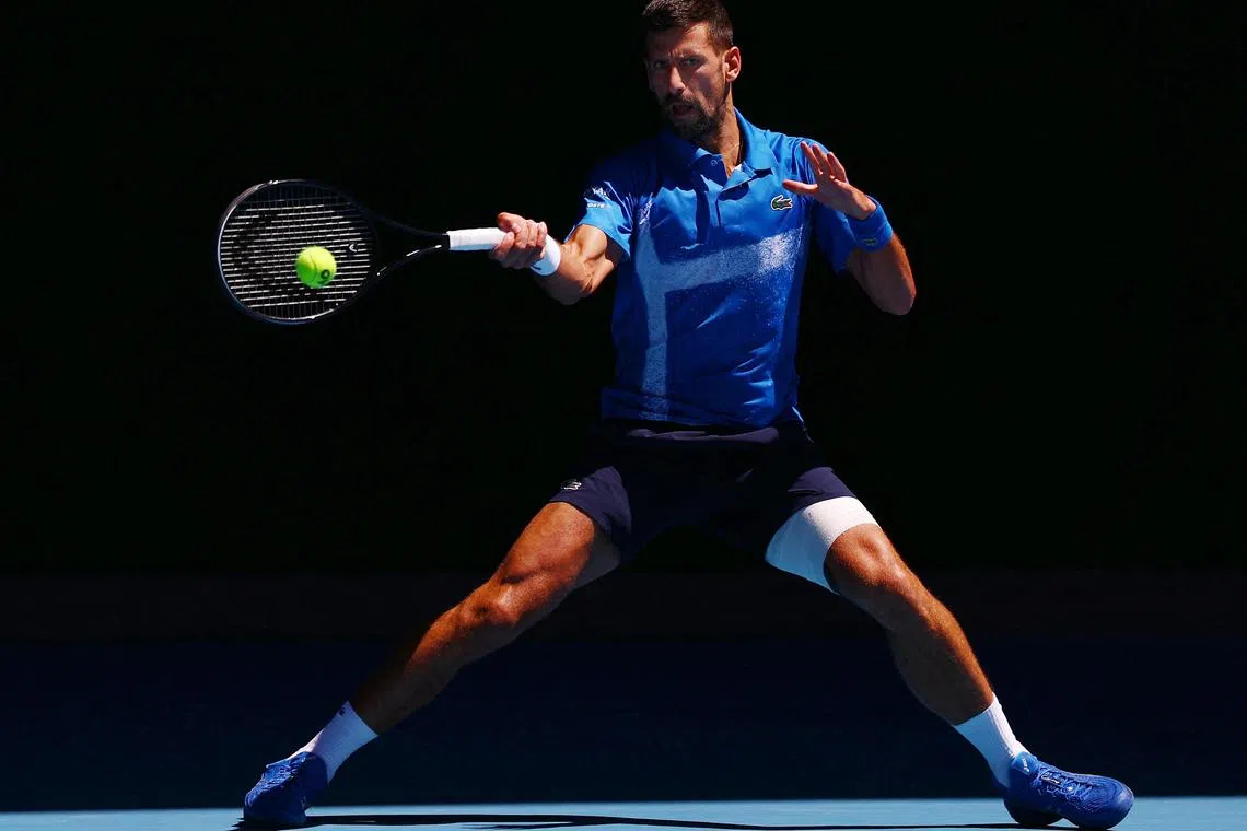 Novak Djokovic in action during his semi final match against Germany's Alexander Zverev.
