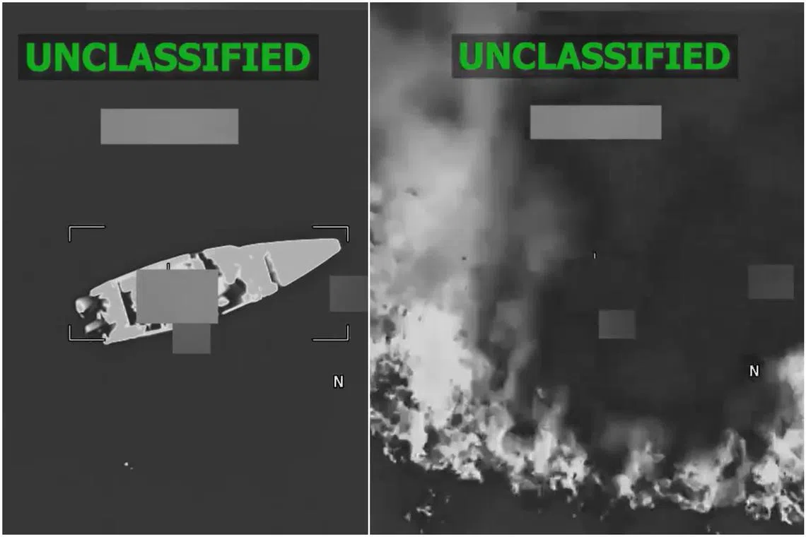 US Southern Command’s post on X included a video of a stationary boat being destroyed in an explosion.