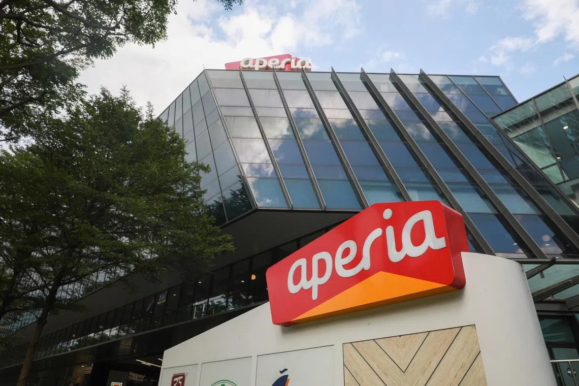 ST20230208_202313376888/hythai/Ryan Chiong
Facade of Aperia Mall on Feb 8, 2023. Thai Supermarket and NaNa Thai Restaurant is relocating from Golden Mile Complex to Aperia Mall in Kallang.