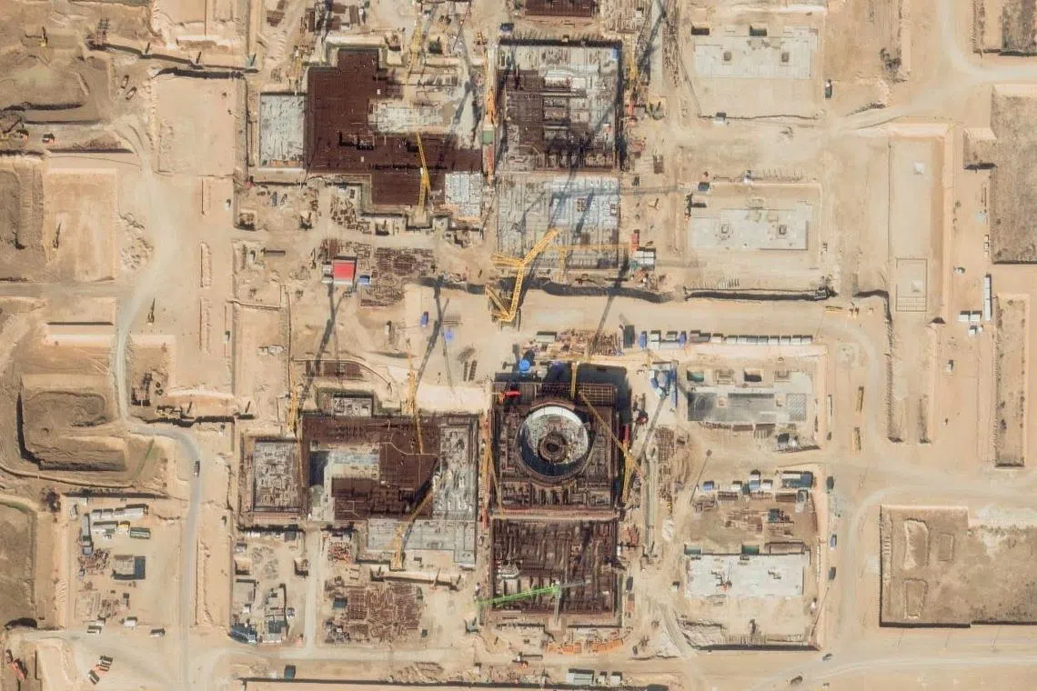 A satellite image shows new reactors under construction at the Bushehr site in Iran in this handout image dated January 1, 2025. Maxar Technologies/Handout via REUTERS/File Photo