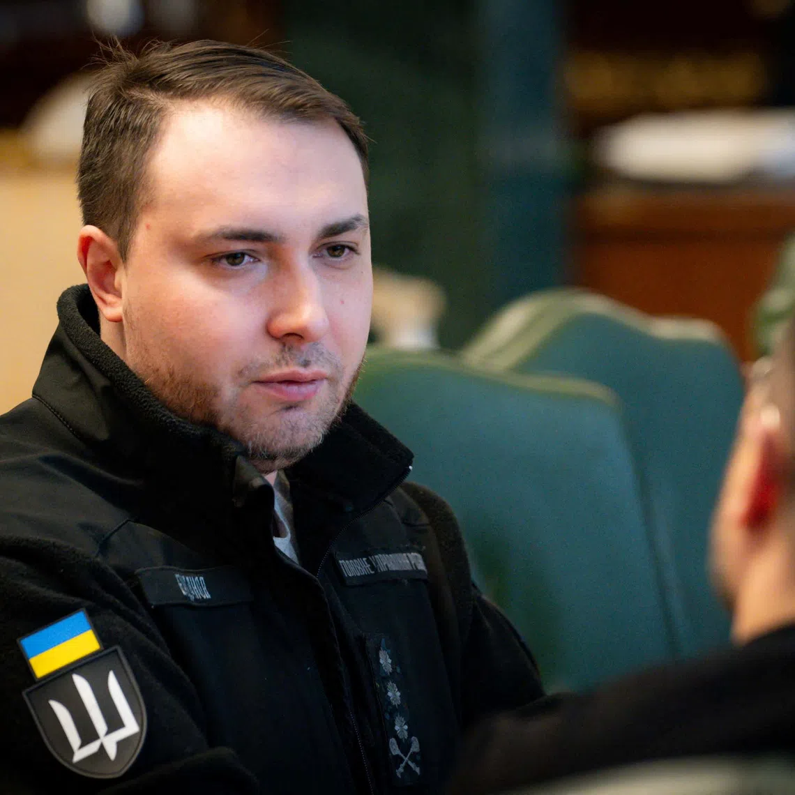 FILE PHOTO: Chief of the Military Intelligence of Ukraine Kyrylo Budanov meets with Ukraine's President Volodymyr Zelenskiy, amid Russia's attack on Ukraine, in Kyiv, Ukraine, in this handout picture released January 2, 2026. Ukrainian Presidential Press Service/Handout via REUTERS/File Photo