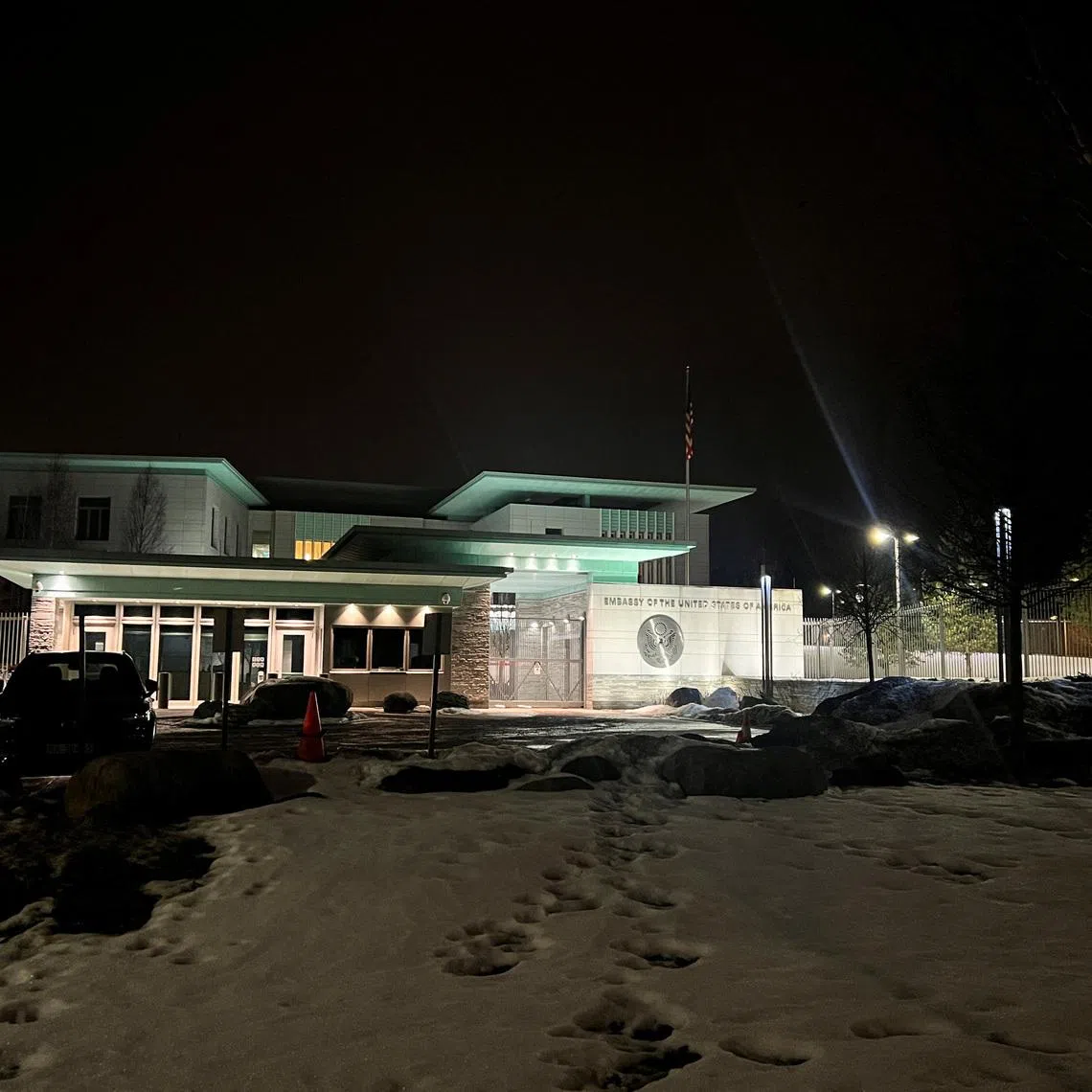 The U.S. embassy, after the Norwegian police said that the embassy was hit by a loud explosion, in Oslo, Norway, March 8, 2026. REUTERS/Gwladys Fouche