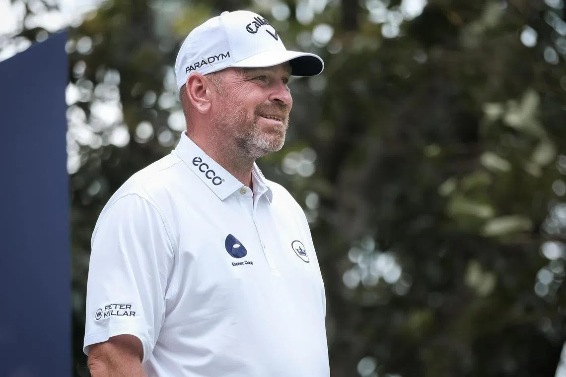 Danish golfer Thomas Bjorn playing at Laguna National Golf Resort Club ahead of the Singapore Classic, on Feb 8, 2023.