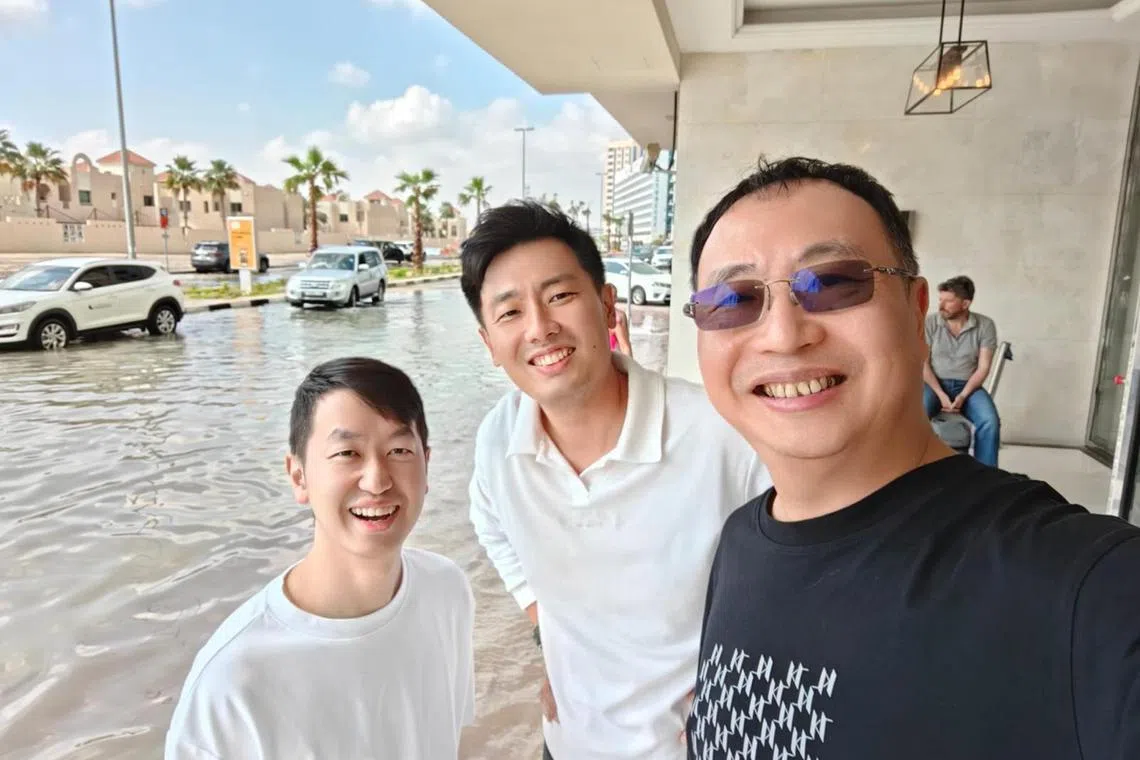 chdubai18 - Singaporeans Daniel Lee (from right) who heads Web3 at payments firm Banking Circle, crypto exchange Coinhako's co-founder Liu Yusho (middle) and Mr Ng Yi Ming of Tribe Accelerator, a Singapore government-backed blockchain accelerator, are in Dubai attending conferences. 