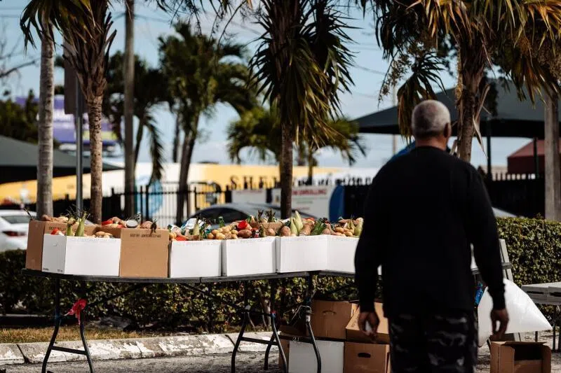 Donated food items at Curley's House Food Bank in Miami, Florida, on Nov 4.