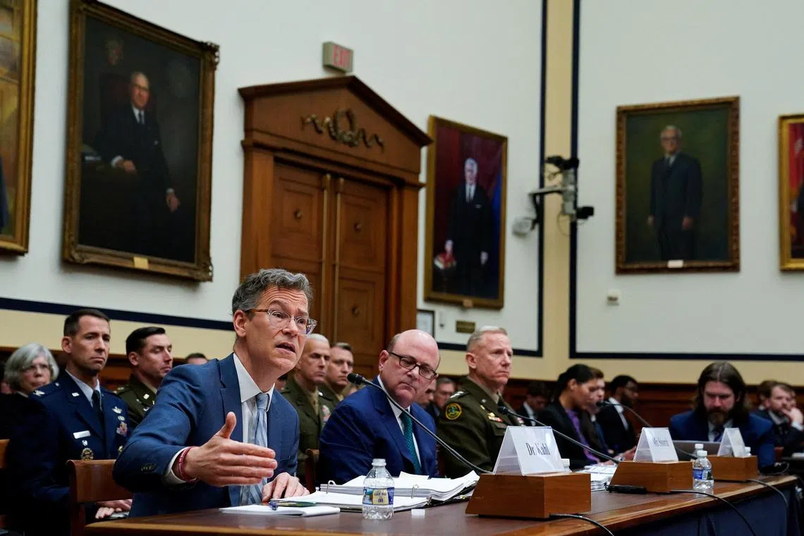 Dr Colin Kahl testifies about the US' military support of Ukraine at a House Armed Services Committee hearing, in Washington.