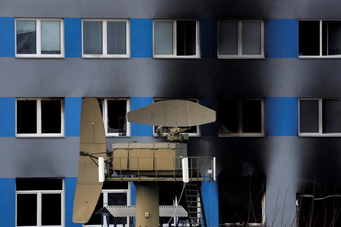 A burned building at an industrial area in Pardubice, Czech Republic, March 20, 2026. REUTERS/David W Cerny