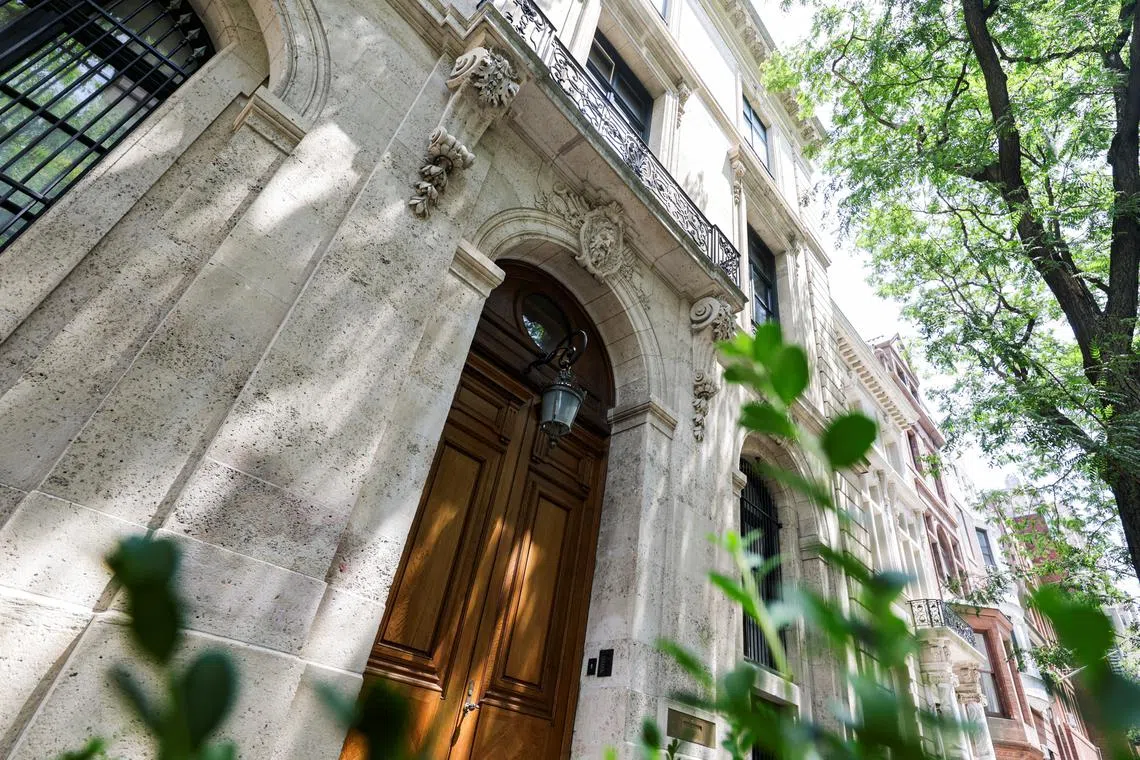 A view of a building where Jeffrey Epstein used to live on the Upper East Side in New York.