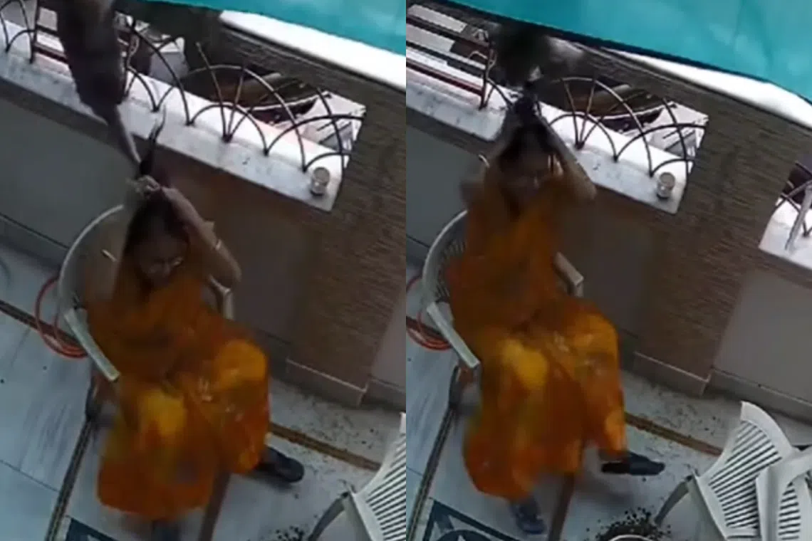 The woman’s entire body could be seen jerking back with every tug. 