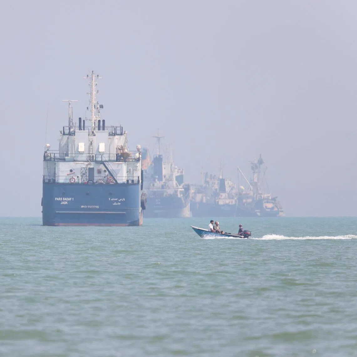Vessels in the Strait of Hormuz near the beach of Bandar Abbas, Iran, on June 11.