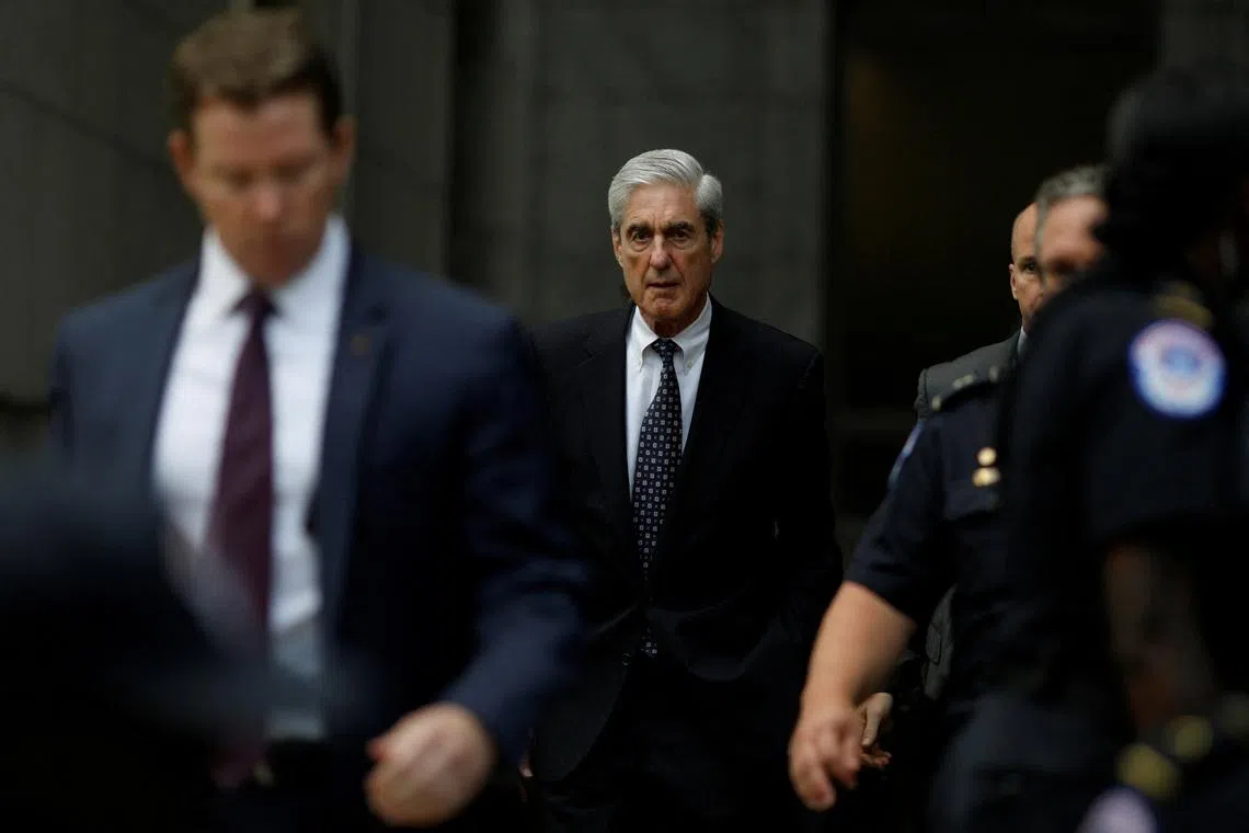 FILE PHOTO: Former Special Counsel Robert Mueller departs from the U.S. Capitol following his testimonies before the House of Representatives, on Capitol Hill in Washington, U.S. July 24, 2019. REUTERS/Tom Brenner/File Photo