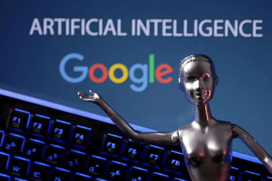 Google logo and AI Artificial Intelligence words are seen in this illustration taken, May 4, 2023. REUTERS/Dado Ruvic/Illustration