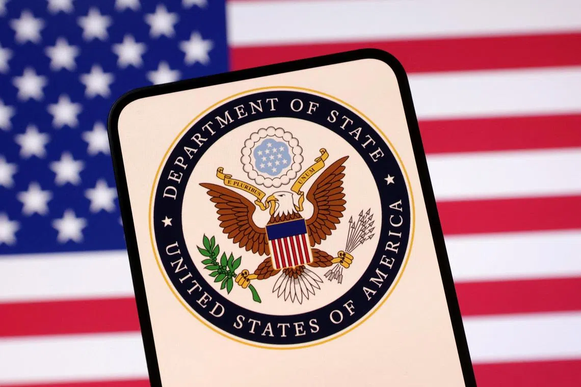 United States Department of State logo and U.S. flag are seen in this illustration taken April 23, 2025. REUTERS/Dado Ruvic/Illustration