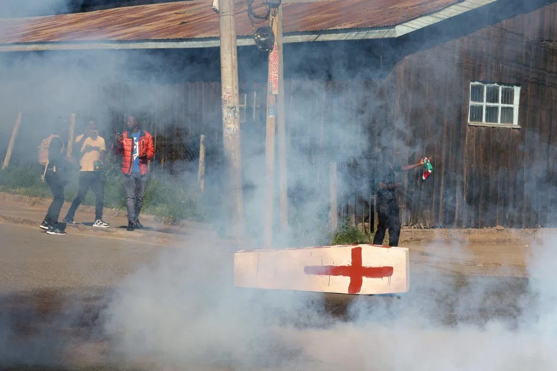 Kenyan police fire tear gas during protest against