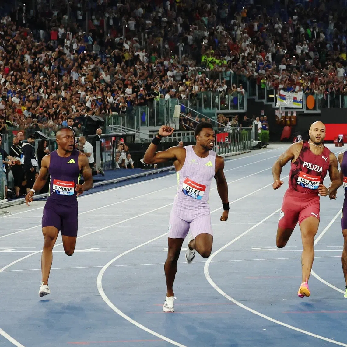 Athletics - Diamond League - Rome - Stadio Olimpico, Rome, Italy - June 4, 2026 Noah Lyles of the U.S. celebrates after winning the men's 100m final REUTERS/Ciro De Luca