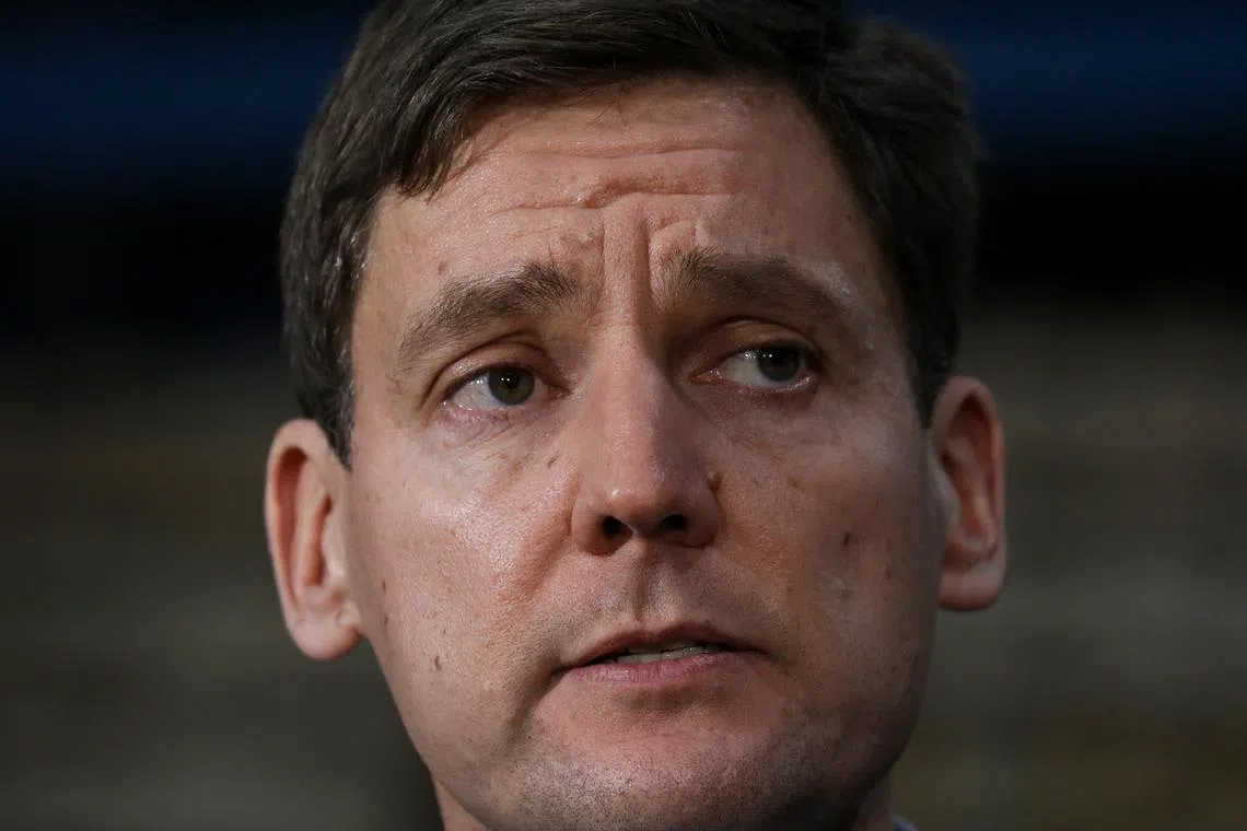 FILE PHOTO: British Columbia Premier David Eby looks on as he visits the site of lithium-ion cell and battery manufacturer E-One Moli Energy (Canada) in Maple Ridge, British Columbia, Canada, November 14, 2023.  REUTERS/Chris Helgren/File Photo