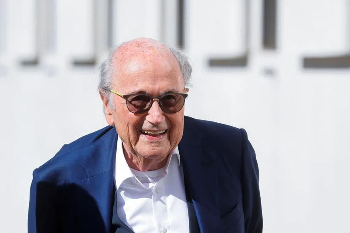 Former FIFA President Sepp Blatter arrives at the Swiss Federal Criminal Court in Bellinzona, Switzerland July 8, 2022. REUTERS/Arnd Wiegmann/File Photo