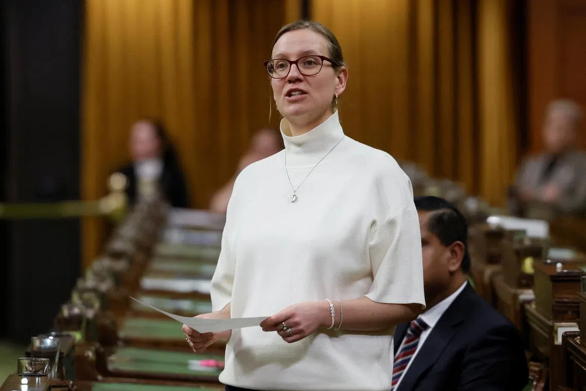 FILE PHOTO: Government House Leader Karina Gould delivers the Fall Economic Statement in the House of Commons on Parliament Hill in Ottawa, Ontario, Canada December 16, 2024. REUTERS/Blair Gable/File Photo