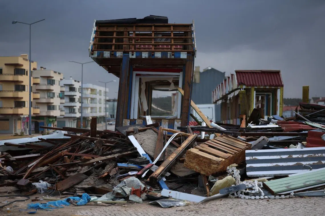 A view of debris after the passage of storm Kristin, in Praia da Vieira, Leiria, Portugal, February 2, 2026. REUTERS/Pedro Nunes