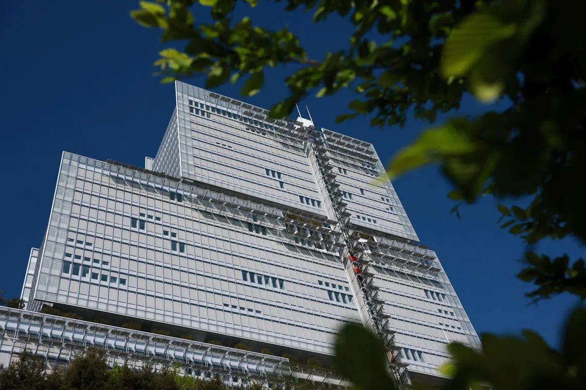 A view shows the Paris' courthouse building as Elon Musk, the owner of X and a host of other tech companies, is summoned for a hearing before prosecutors' offices as part of their investigation into social media platform X at the courthouse in Paris, France, April 20, 2026. REUTERS/Stephanie Lecocq