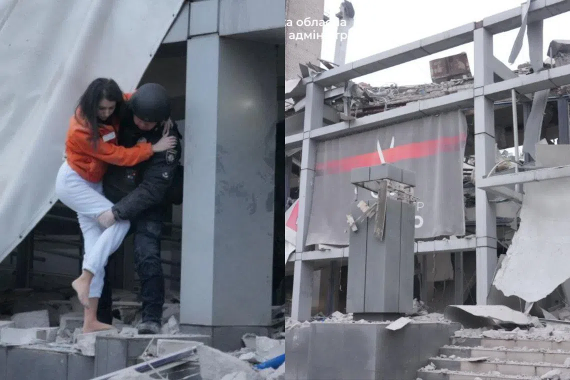 Images from the site online showed people being helped out of the badly damaged building and rescuers working in piles of rubble.
