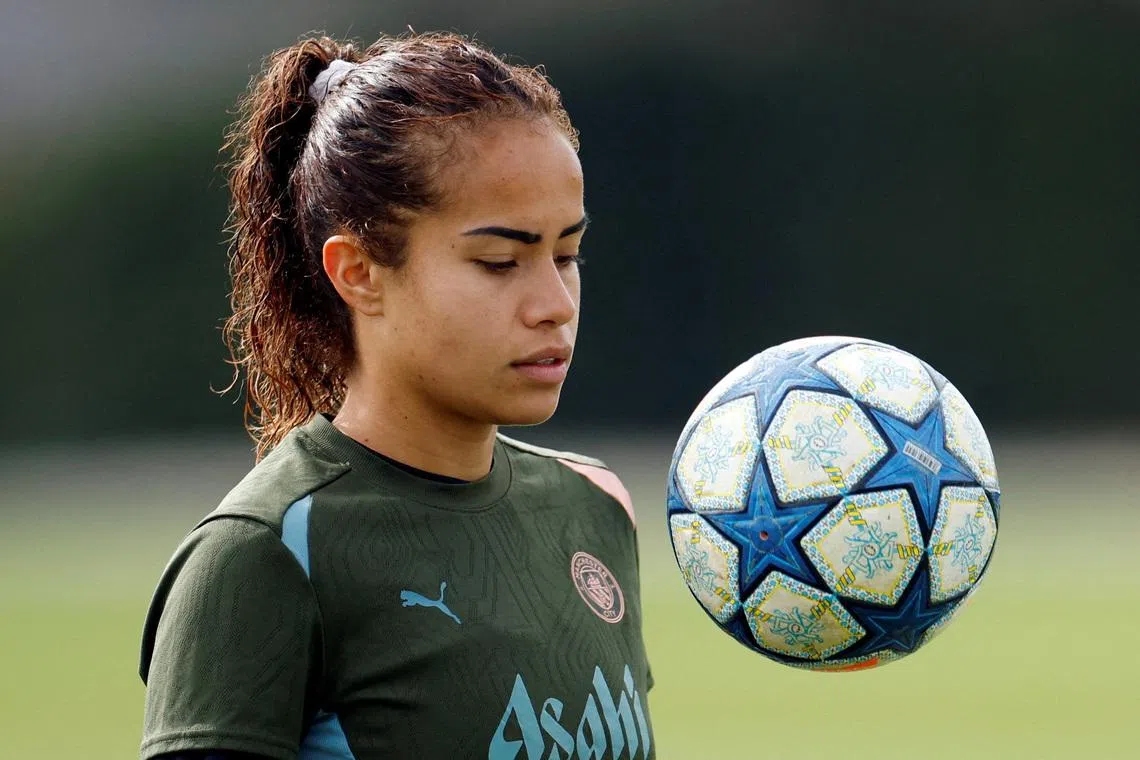 FILE PHOTO: Soccer Football - Women's Champions League - Manchester City Training - Etihad Campus, Manchester, Britain - March 26, 2025 Manchester City's Mary Fowler during training Action Images via Reuters/Jason Cairnduff/File Photo