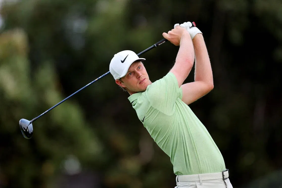 Cameron Davis of Australia plays his shot from the 16th tee during the first round of the Sony Open in Hawaii at Waialae Country Club.