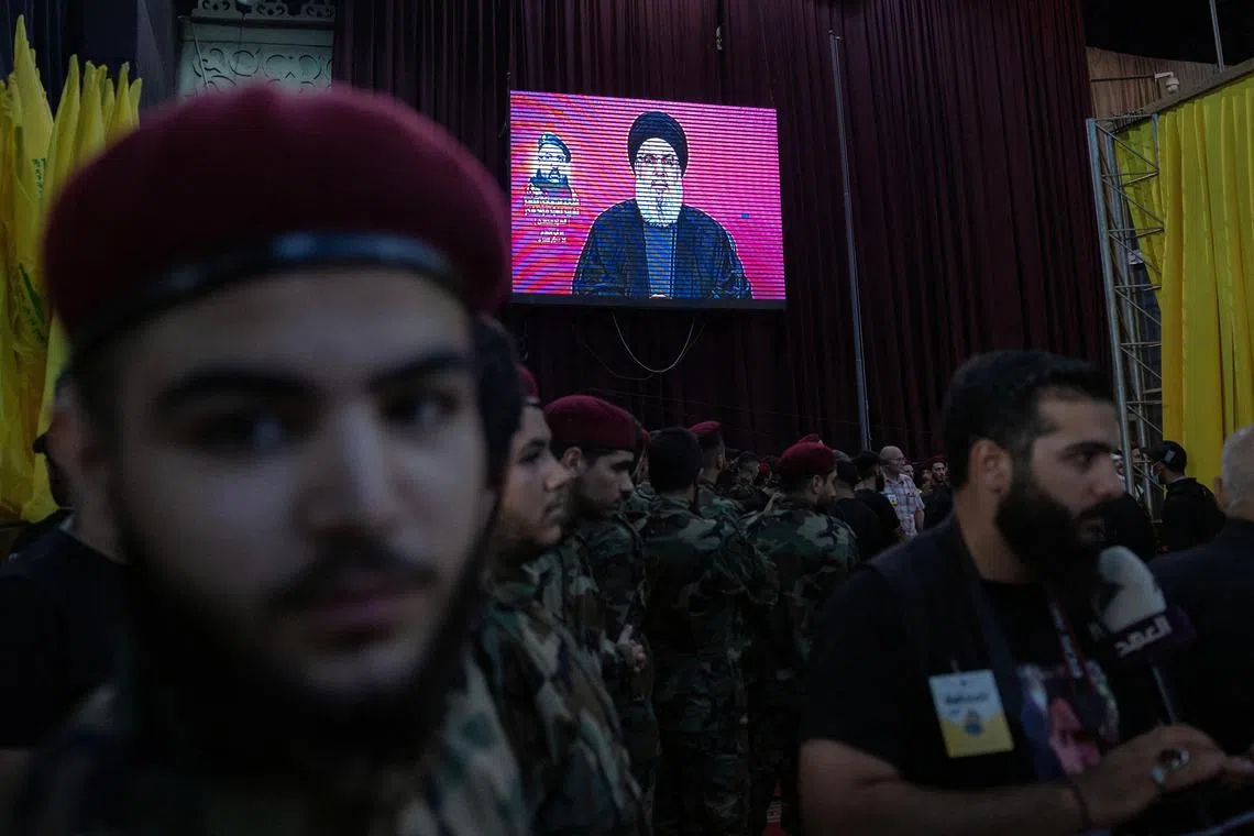 In the capital’s southern suburbs – a Hezbollah stronghold – tens of thousands of black-clad women and men in military uniform joined Aug 1’s funeral procession for slain commander Fuad Shukr.