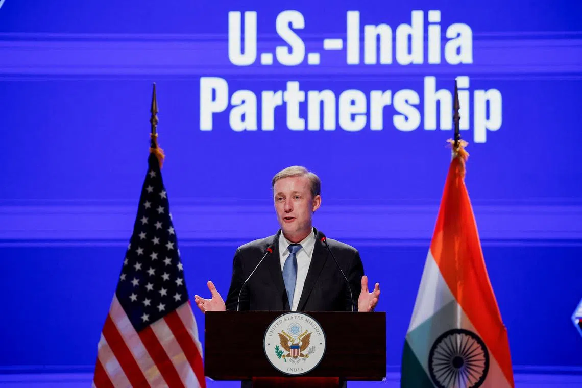 Jake Sullivan, National Security Advisor of the United States, speaks at an event at the Indian Institute of Technology in New Delhi, India, January 6, 2025. REUTERS/Anushree Fadnavis