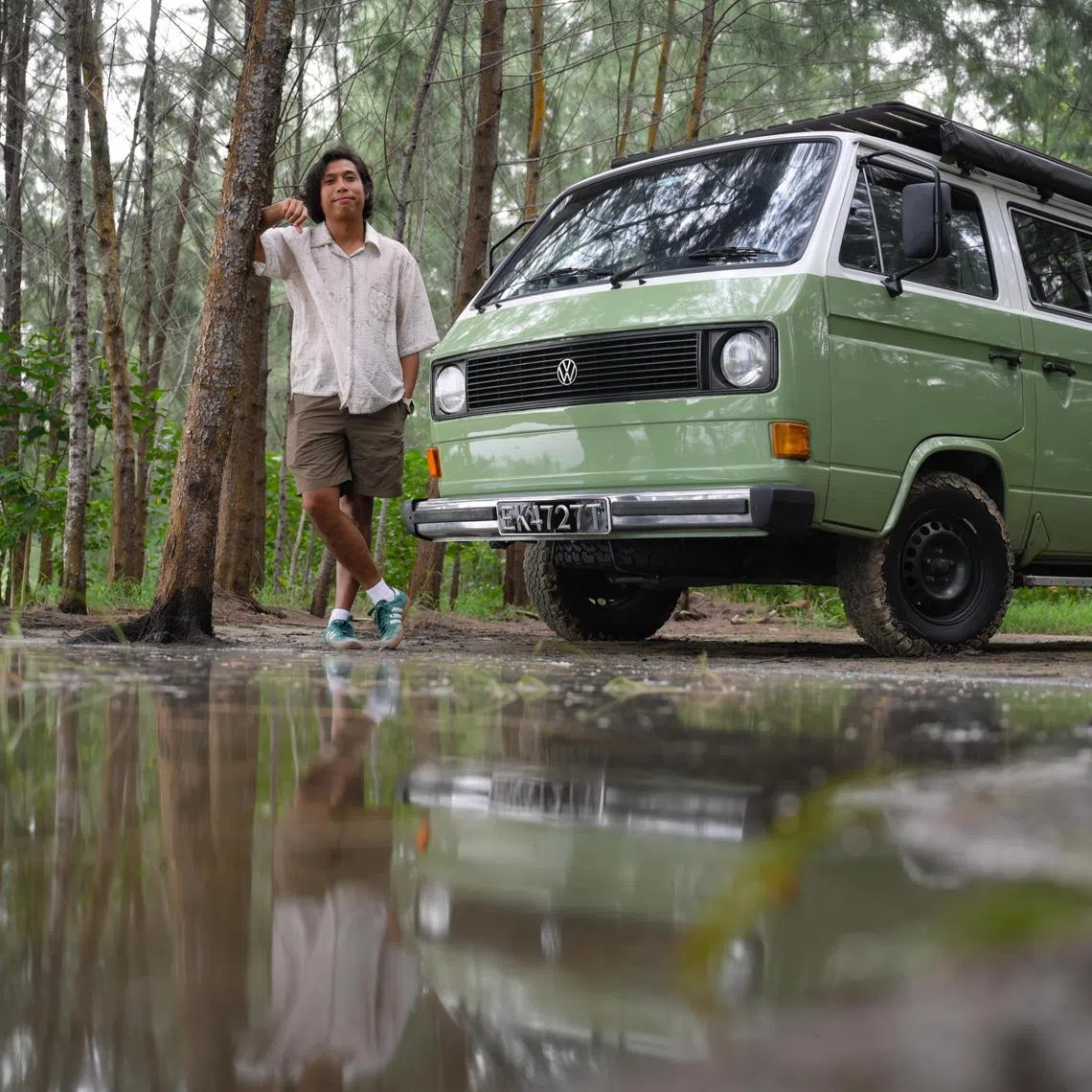 Juffrie Mohamed Juma’at, 35, and his  Volkswagen Type 2 (T3), pictured on Dec 2, 2024.