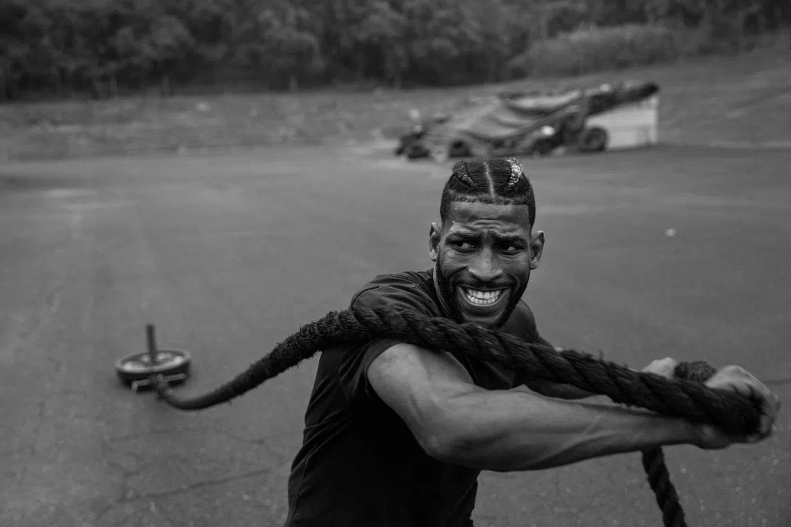 Andy Cruz, a Cuban boxer, trains at a Philadelphia gym on Wednesday, June 7, 2023. Cruz won a gold medal at the Tokyo Olympics for Cuba. Now he's learning to fight like a professional in Philadelphia.
