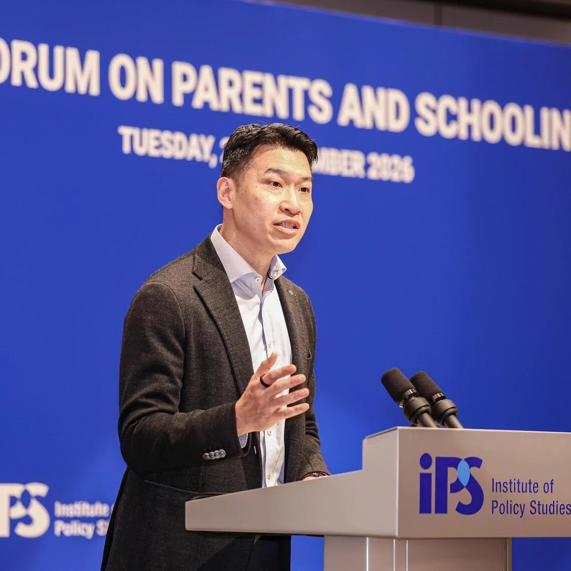 Minister for Culture, Community and Youth David Neo giving the closing remarks at the IPS Forum on Parents and Schooling at NUSS Kent Ridge Guild House on Sept 29.