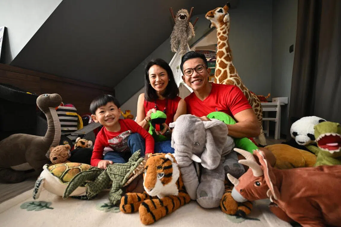 Ashton Leow with his parents, Mr Richard Leow and Ms Claire Teo. 3-year-old Ashton has a rare disease that affects his immunity. 
