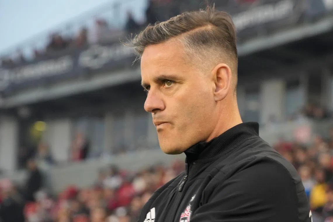 May 11, 2024; Toronto, Ontario, CAN; Toronto FC head coach John Herdman on the sidelies during the first half against New York City FC at BMO Field. Mandatory Credit: John E. Sokolowski-USA TODAY Sports